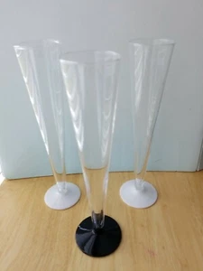 Set of 3 - 2 White, 1 Black Base Stemless Champagne Toasting Flutes 4 oz 8 1/8" - Picture 1 of 5