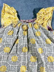 Jelly the Pug Boho Paisley Dress Size 8 Yellow Gray Summer Sundress - Picture 1 of 6