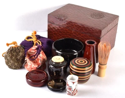 RIKYU Chabako Wood Storage Basket Box Tea Ceremony Utensils Set 5.0×8.3×5.7in FS - Image 1 of 4
