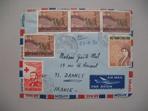 Viêt-Nam - Saigon Lettre pour la France année 1970 bel affranchissement composé - Picture 1 of 1