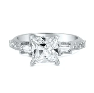 Anillo de boda de compromiso vintage de plata esterlina corte princesa circonita cúbica 3 piedras - Imagen 1 de 4