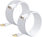 USB Extension Cable White 15Ft, 2 Pack USB 2.0 Extender Cable USB Type a Male to