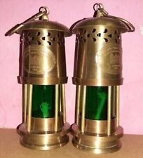 Set of 2 Lamp Antique Brass Minor Oil Lamp Nautical Maritime Boat Light