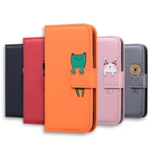 Cute Funny Frog Cat Rabbit Dog Wallet Stand Cover for IPhone 15 14 13 12 11 PlUS - Picture 1 of 57