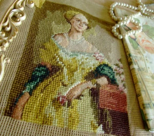 European Style Noble Elegant Beautiful Lady Completed Needlepoint CanvasTapestry - Picture 1 of 6