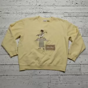 VINTAGE EP Pro Sweater Womens M Yellow Cotton Embroidered Lady Golf Victorian - Picture 1 of 8