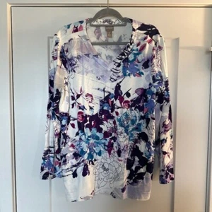 Chicos Top Größe 3 Neu ohne Etikett Damen mehrfarbig Langarm Rayon/Spandex - Bild 1 von 4