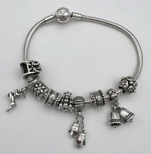 Bracciale Pandora Argento Sterling Natale con Charms 8" - Foto 1 di 11