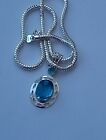 Silver 925 And Blue Topaz Pendant With Silver 925 Chain