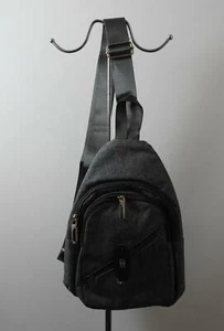 Nuevo con etiquetas Bolso bandolera gris cabestrillo mochila poliéster correa ajustable acolchado 12" Y1 - Imagen 1 de 12