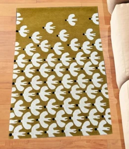Handmade Modern Yellow Wool Fly Bird Pattern Rug for Living Room, Custom Sizes. - Picture 1 of 3