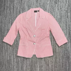Tribal Women's Size 6 Coral & White Nylon Blend 2 Button Blazer Jacker Workwear - Picture 1 of 6