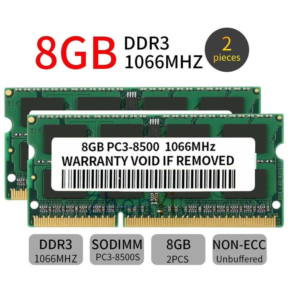 16GB 2x 8GB PC3-8500 DDR3 1067MHz Memory For MacBook Pro Mid 2010 iMac Mac MINI - Image 1 of 4
