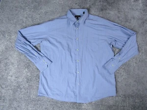 Camicia Ben Sherman uomo XL abito blu righe manica lunga colletto bottoni top - Foto 1 di 11