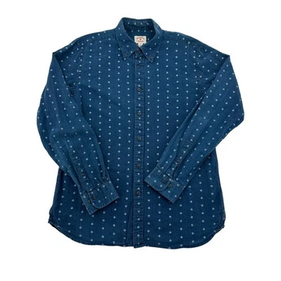 Brooks Brothers Red Fleece Indigo Diamond Print Button Down Shirt Mens L Preppy - Image 1 of 4