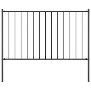 Black Powder-Coated Steel Garden Fence Panel 1.7x1.25m with Posts & Mounts - Picture 1 of 4