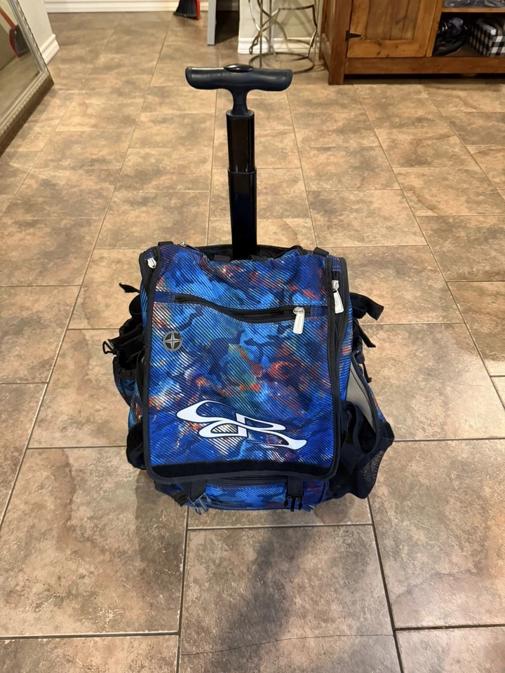 Boombah Catchers 轮式超级背包,滚滚垒球棒袋装备包带手柄 — 第 1/4 张图片