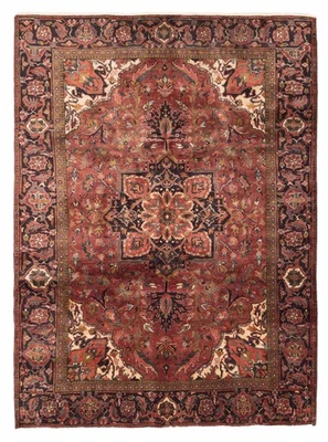 Vintage 7'7" x 10'4" Geometric Hand-Knotted Carpet Traditional Wool Area Rug - Image 1 of 4