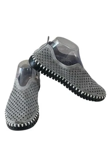 Ilse Jacobsen Tulip Slipper flach Damen 7,5-8 EU 38 grau Leder perforiert Schuh - Bild 1 von 10