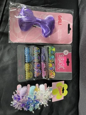 Lote de 3 Accesorios para el Cabello Niñas Clip de Extensión de Cabello Púrpura, Mini Pinzas para el Cabello Poni Foto 1 de 4
