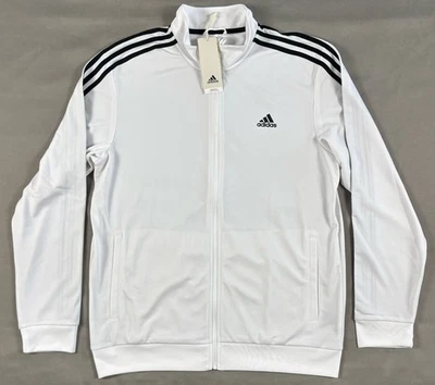 Adidas Essentials 3-Stripes Track Jacket H46102 White/Black Men’s Size L NWT - Image 1 of 4