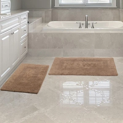 Alfombras de baño - Juego de alfombrillas de baño de algodón de 2 piezas - Alfombrillas de baño lavables a máquina... Foto 1 de 4