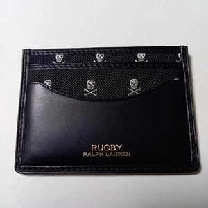Ralph Lauren Rugby Skull Leather Nylon Card Case Black Navy JAPAN NEW - Picture 1 of 4