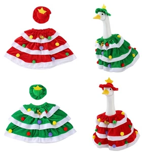 Porch Goose Christmas Costume Yard Xmas Cape And Hat Set Plush Santa Outfit Pet - Picture 1 of 19