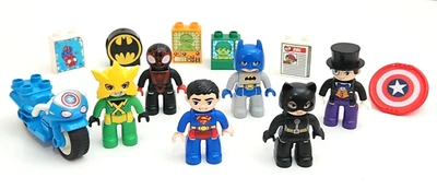 Lego DUPLO Superheroes & Villains Lot - 6 DUPLO Figures Motorcycle Bricks Shield - Image 1 of 4