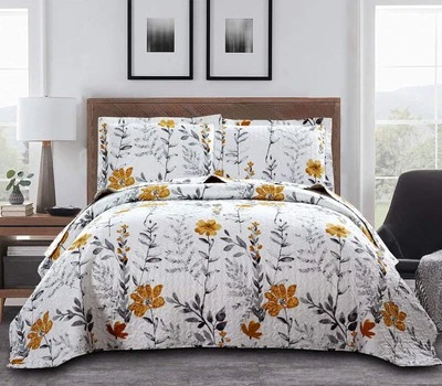 ARL HOME Bedspread Coverlet Set King Size Floral Quilts Set Bedding Lightweight Floral...