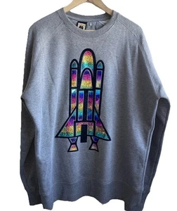 To-orist Designer Grey Multicoloured Holographic Rocket Jumper  Size XL Unisex - Picture 1 of 9