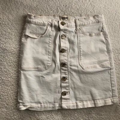 Kensie Jeans Mujer 4/27 Falda Corta Vintage Lujo Crema 6 Bolsillos con Botones Foto 1 de 4