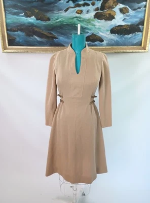 1970-х минимальный кофе шерсти поли смесь свитер платье осени уютный винтажный 70-х платье - Изображение 1 из 4