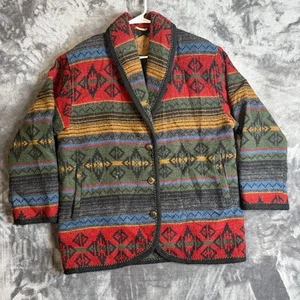 Vintage Woolrich Aztec Over Coat Button Long Sleeve Geometric Jacket Medium - Picture 1 of 7