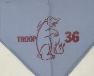 Vintage BSA Boy Scouts of America Neckerchief- Troop 36 Bear and Campfire - Picture 1 of 3
