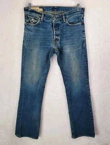 Abercrombie & Fitch Baxter Low Rise Slim Boot Button Fly Mens Blue Jeans 32 x 34 - Picture 1 of 11