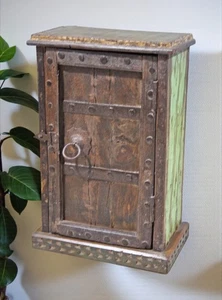 Antique Wooden Wall Hanging Storage Cabinet Box Original Old Hand Crafted - Picture 1 of 7