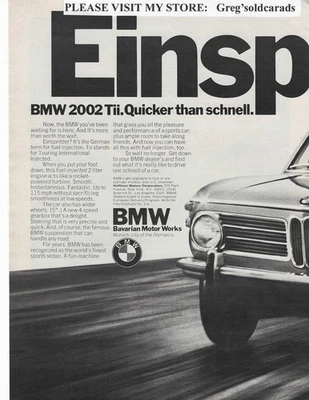 BMW 2002 1972 original dos páginas vintage anuncio impreso: "Einspritzer." Foto 1 de 2