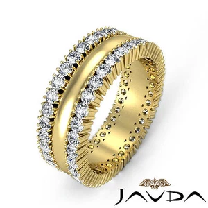Stunning Mens Prong Diamond Eternity Ring 8mm Wedding Band 18k Yellow Gold 1.9Ct - Picture 1 of 6