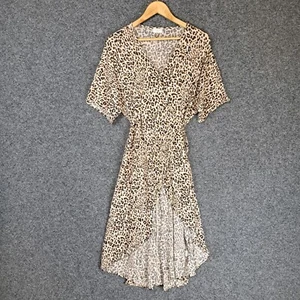 Cazinc The Label Womens Wrap Dress Size 6 Midi Leopard Animal Print Stretch - Picture 1 of 10