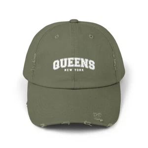 Queens New York College Letterman New York City Unisex Distressed Cap - Picture 1 of 24