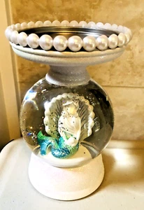 Bath & Body Works WATER GLOBE MERMAID Candle Holder PEDESTAL 3 Wick NEW JULY - Picture 1 of 10