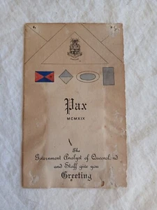 Australian WW1 1919 Queensland Government Analyst greeting card. Nominal roll. - Bild 1 von 4