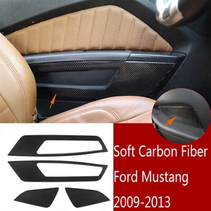 Soft Carbon Fiber Interior Door Panel Cover Trim Fit For Ford Mustang 2009-2013 - Picture 1 of 9