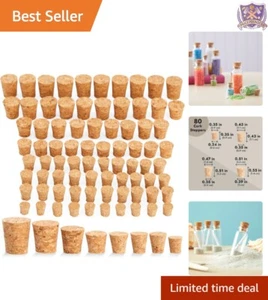 80-Pcs Assorted Cork Stoppers Mini Plugs for Wine Bottles and Crafts Bulk Pack - Picture 1 of 11