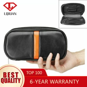 Soft Leather Smoking Pipe Case Bag Tobacco Pouch Durable Portable Holds 2 Pipes - Picture 1 of 12