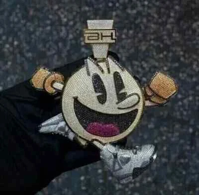 3.5Ct Round Cut Simulated Diamond Custom Cartoon Pendant 14K White Gold Plated - Image 1 of 4