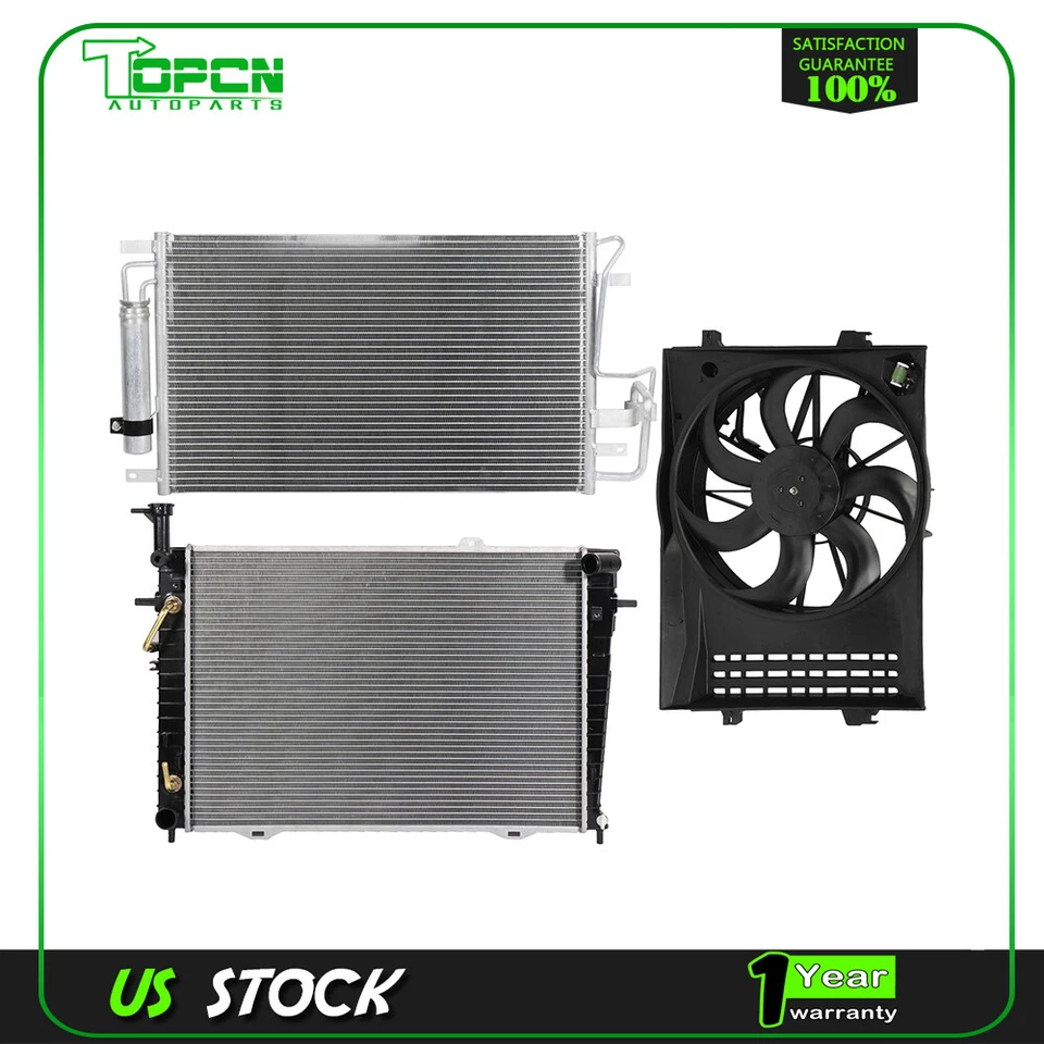 Engine Radiator Condenser Cooling Fan For 05 2006 2007 2008 2009 Hyundai Tucson — 第 1/4 张图片
