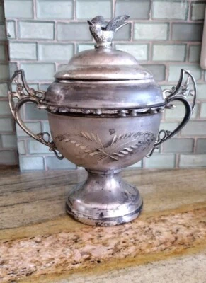 WR Rogers Cuádruple Plato de Plata Nueva York # 57 Bird Sugar Bowl Soporte para 12 Cucharas Foto 1 de 3