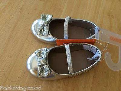 NWT Gymboree Girl Silver Flats Dress Shoes 5 7 10 Very merry - Image 1 of 2